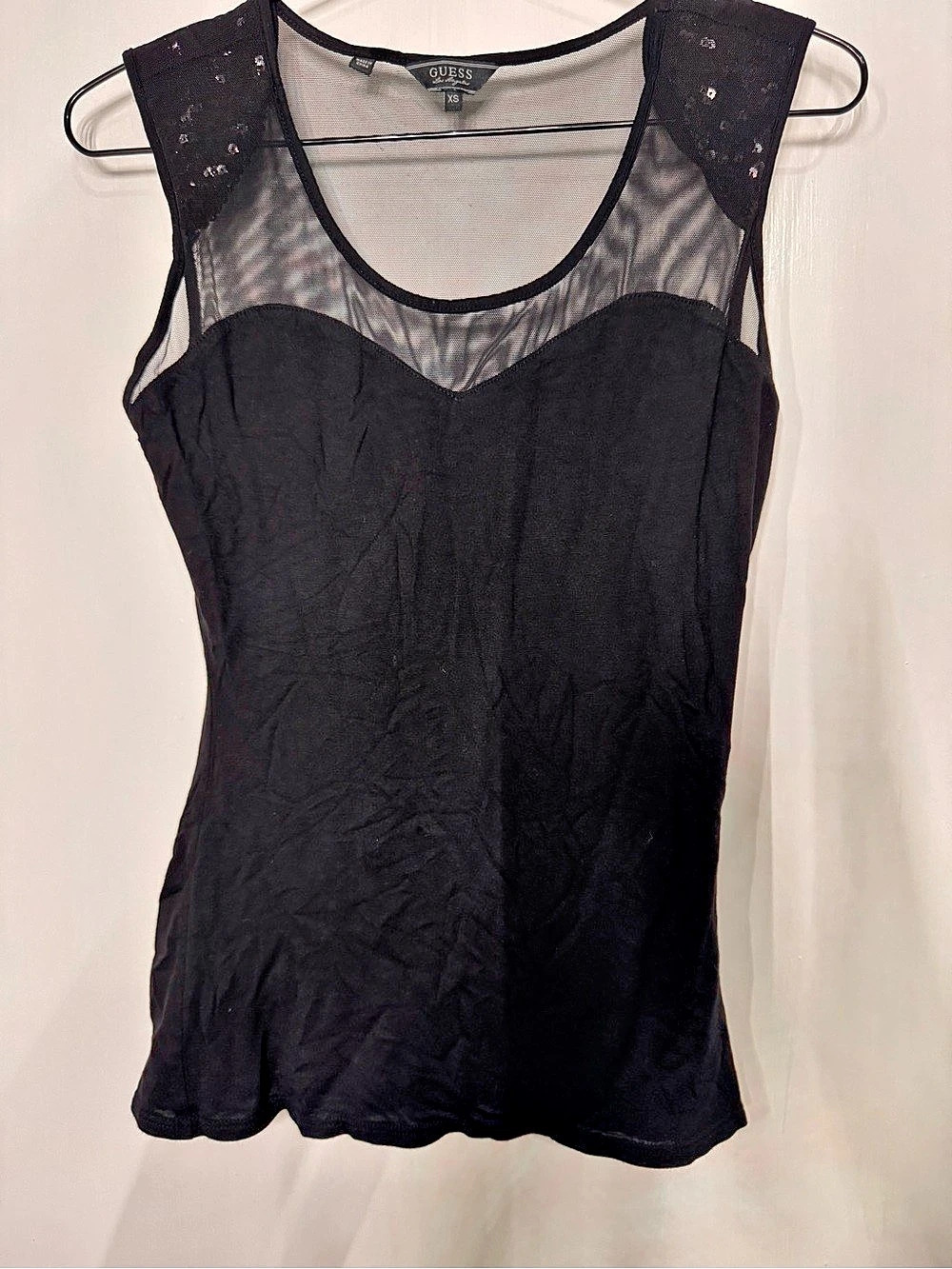 GUESS Black Mesh Tank Top Size XS Like New